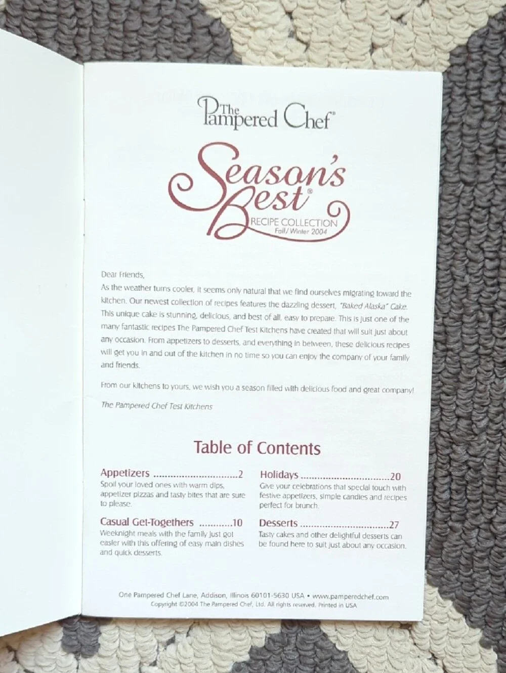 The Pampered Chef Season's Best 32 Recipes Collection Lunch Dinner Dessert Party